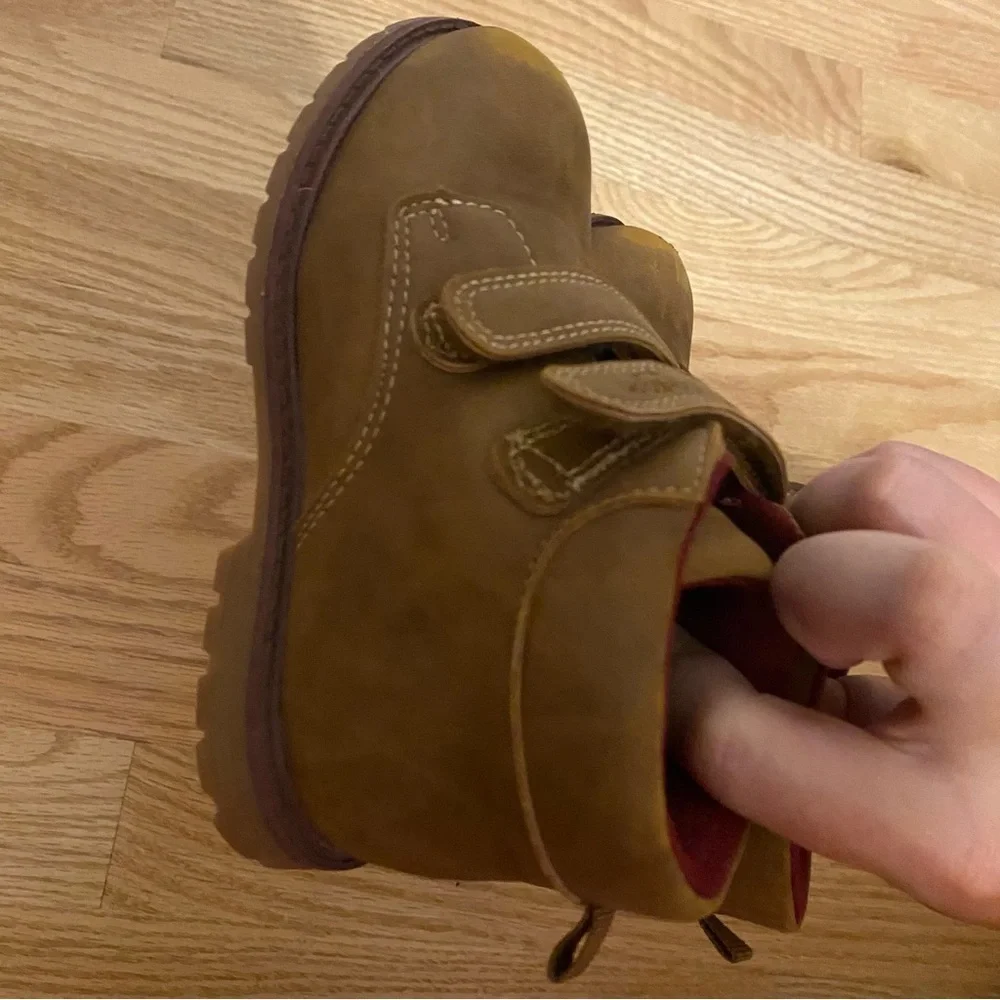 Carter’s Work Boot Double Strap Sz 10 Kids Tan Ankle Brown